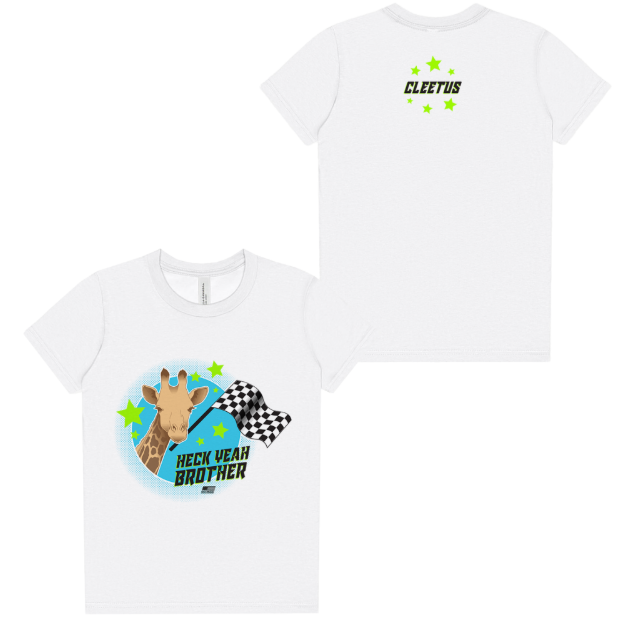 Cleetus McFarland Boy’s T Shirt Giraffe Design Heck Yeah Brother