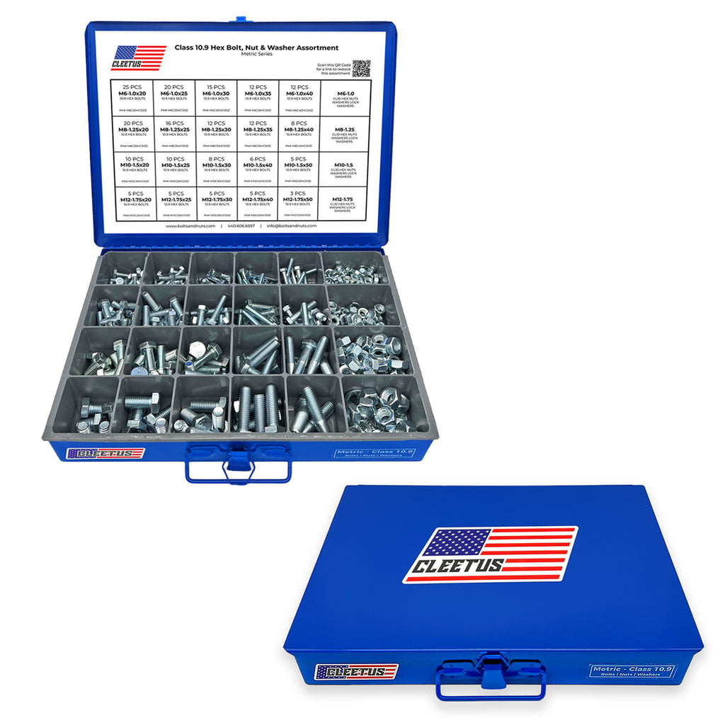 Metric Class 10.9 Hex Bolt, Nut & Washer Assortment - 600 Piece