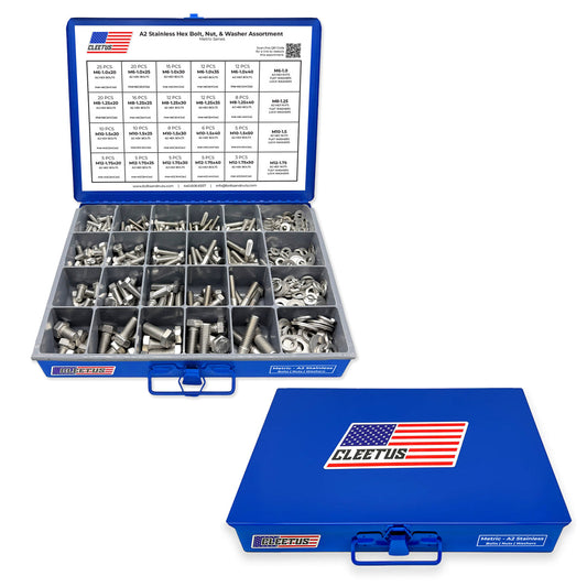 Metric Stainless Hex Bolt, Nut & Washer Assortment - 600 Piece