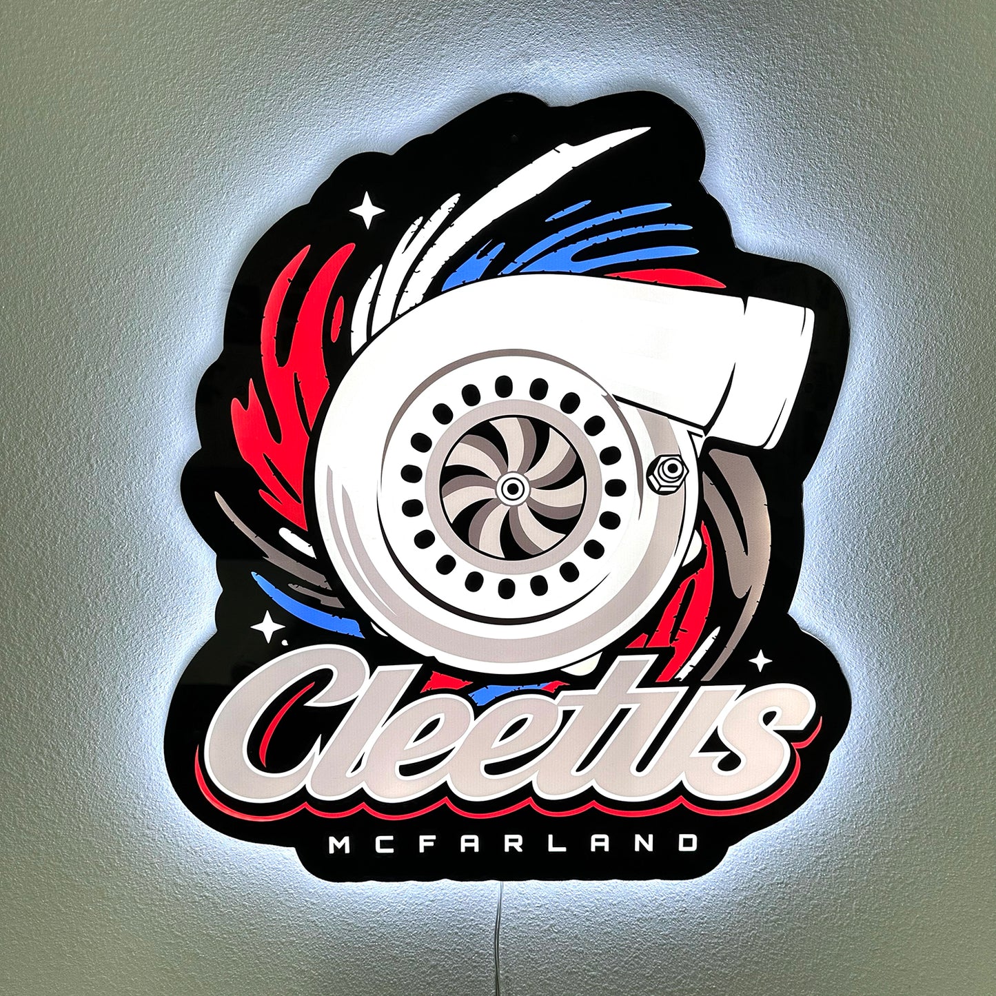 Cleetus Turbo Back Lit Sign