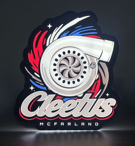 Cleetus Turbo Back Lit Sign