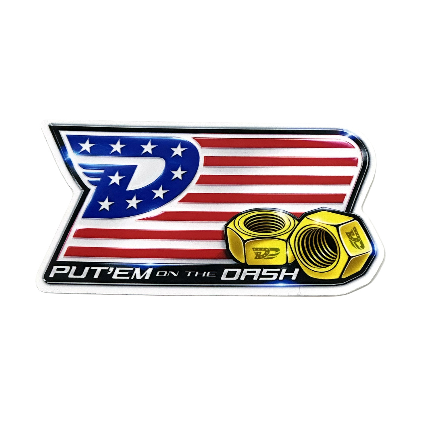 Put Em on The Dash Downforce Danny Flag Sticker