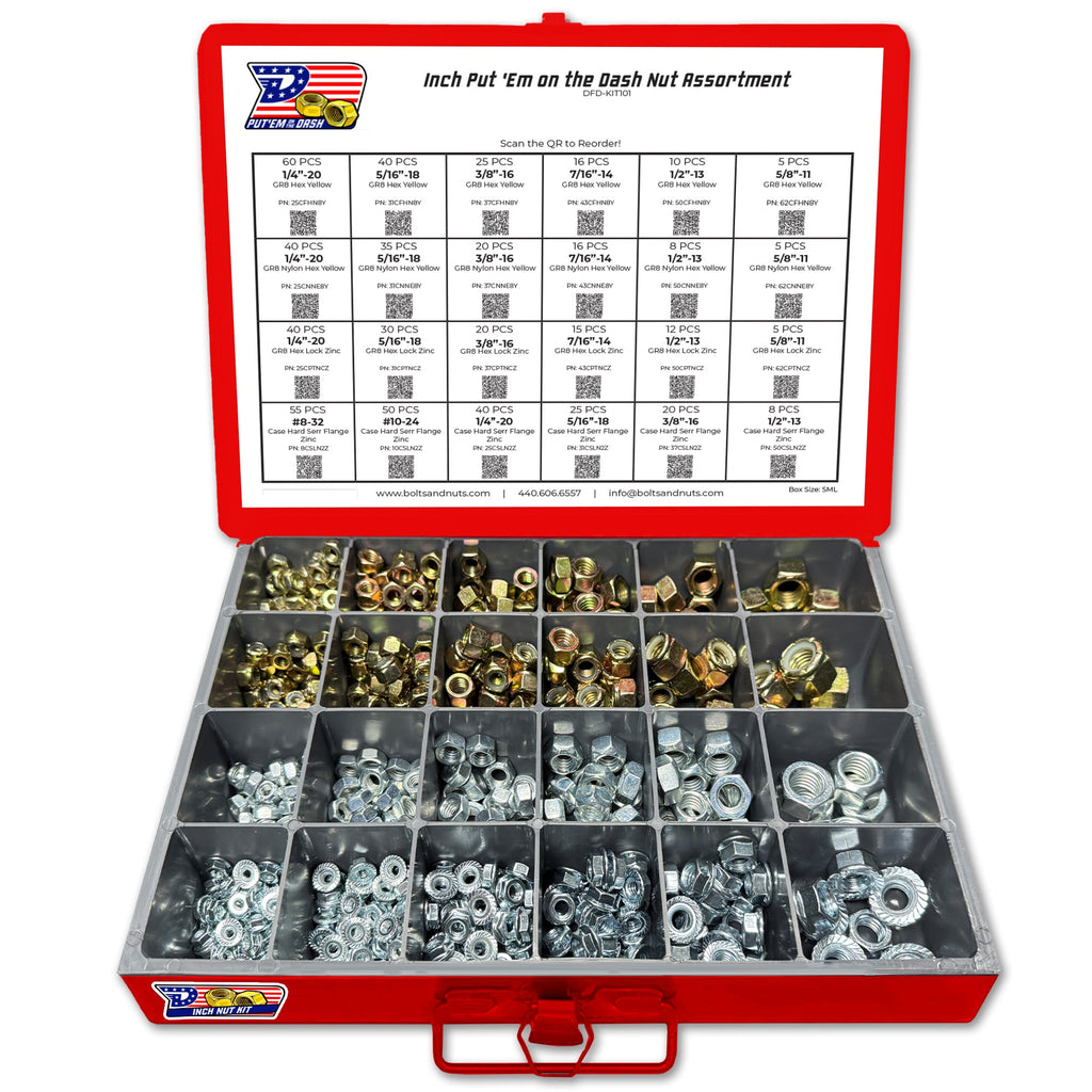 Inch Put Em’ on the Dash Nut Fastener Assortment - 600 Piece