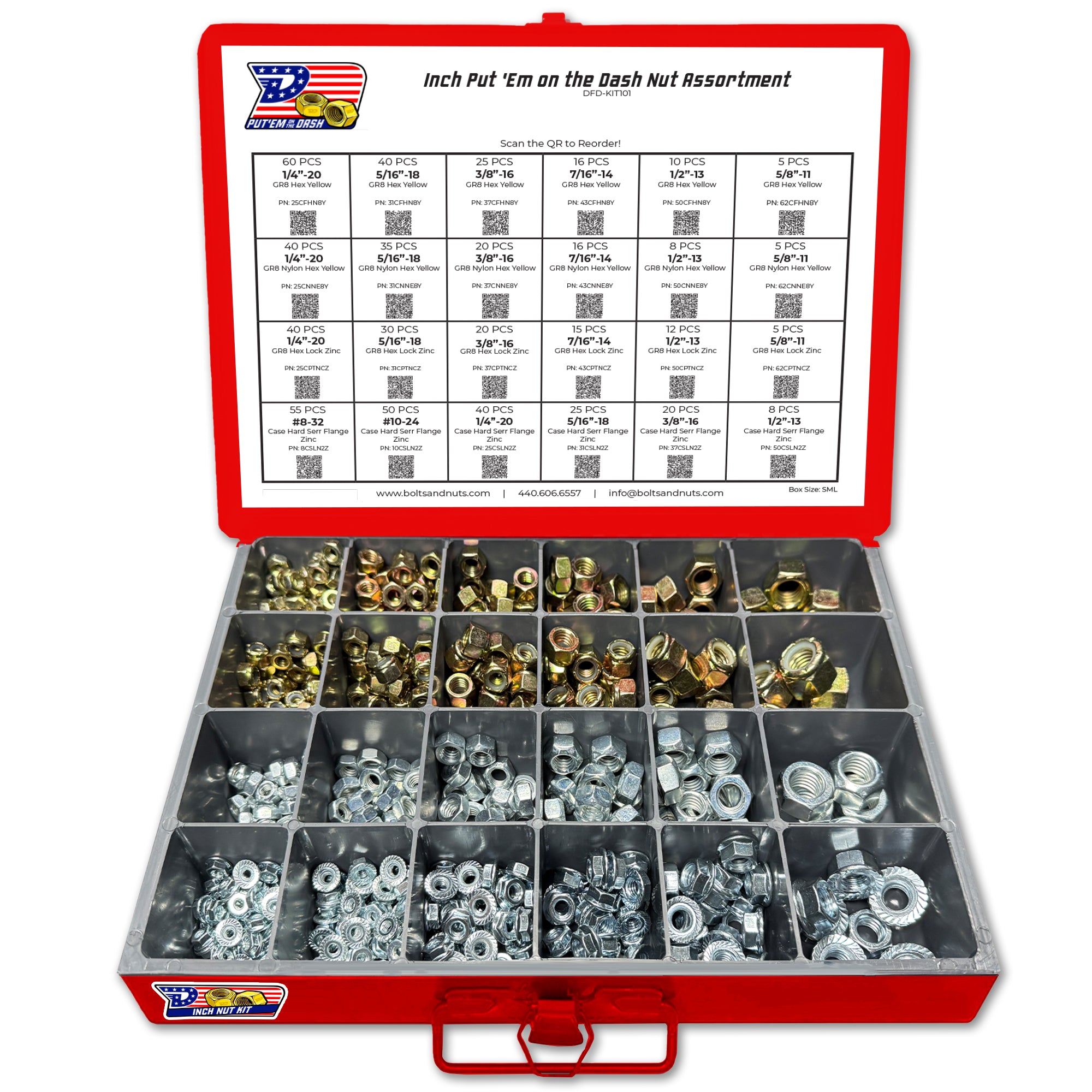 Inch Put Em’ on the Dash Nut Fastener Assortment - 600 Piece