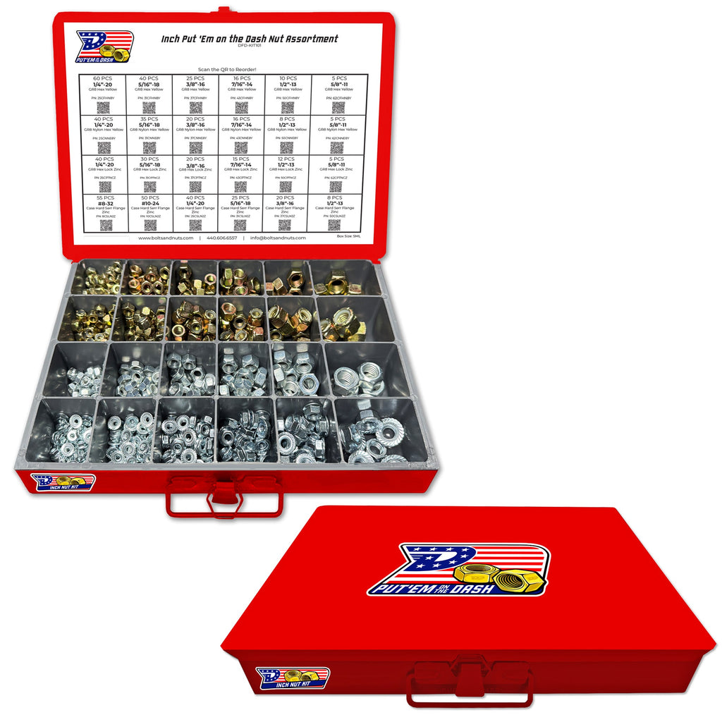 Inch Put Em’ on the Dash Nut Fastener Assortment - 600 Piece