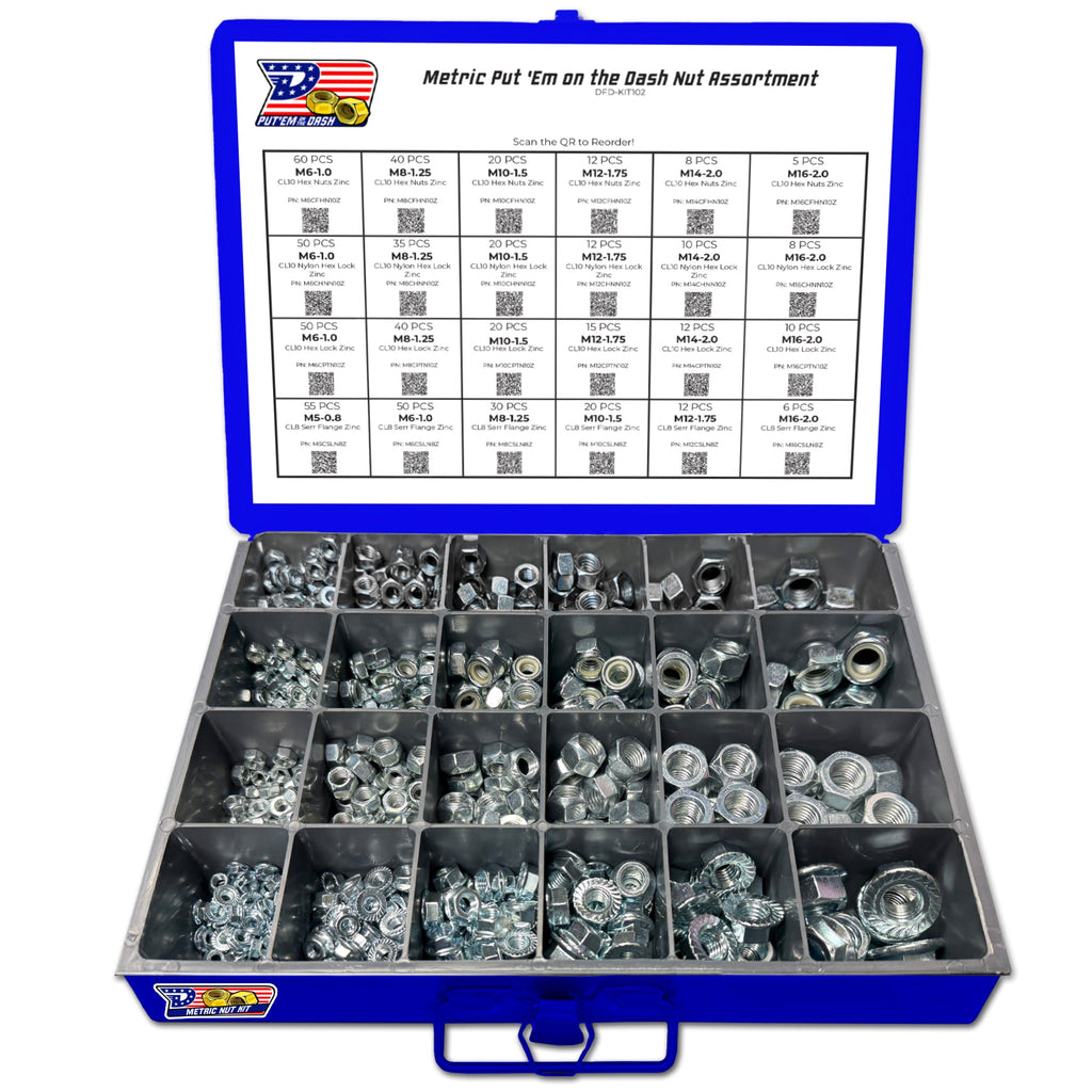 Metric Put Em’ on the Dash Nut Fastener Assortment - 600 Piece