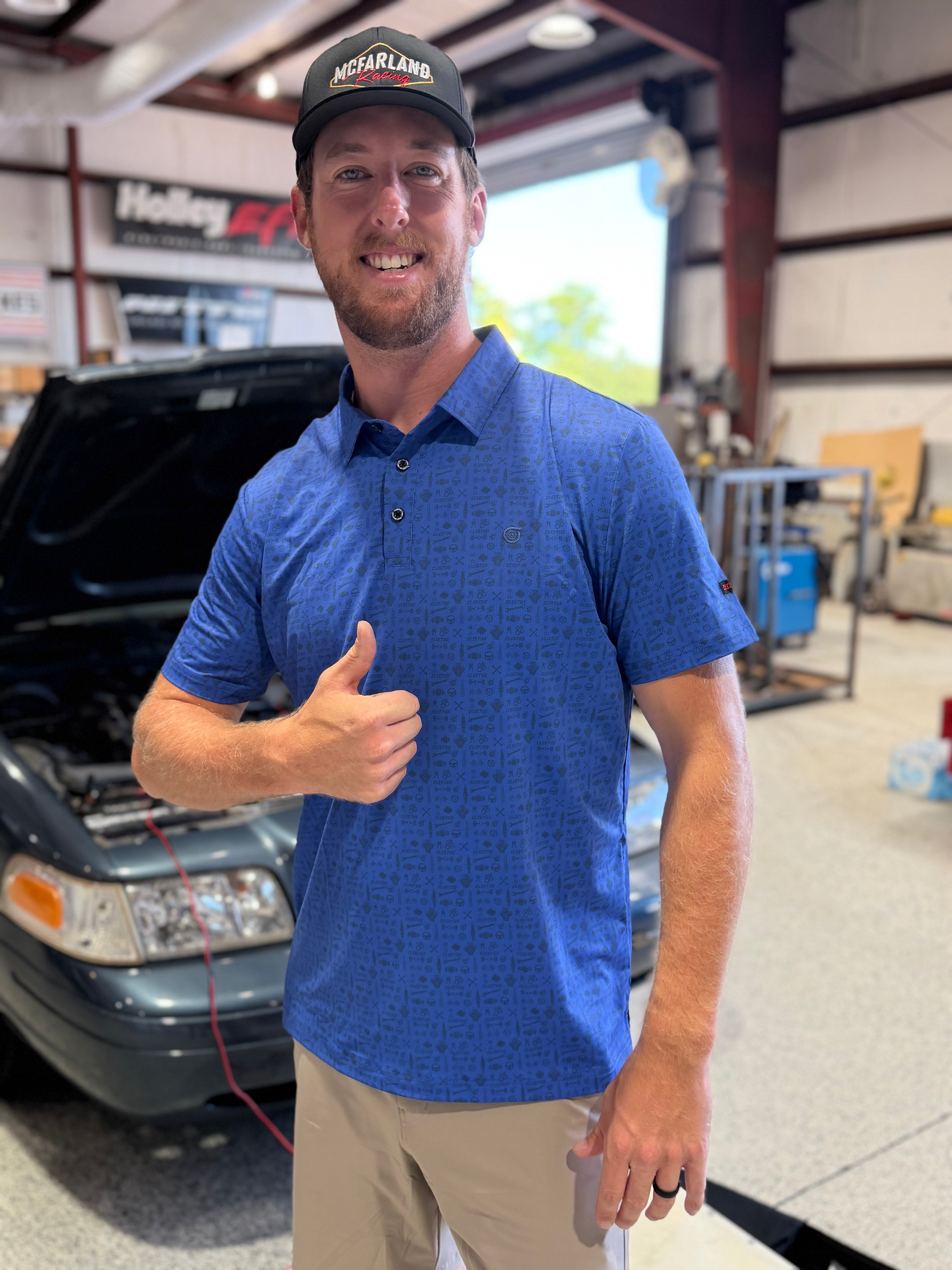 Cleetus Blue Performance Polo