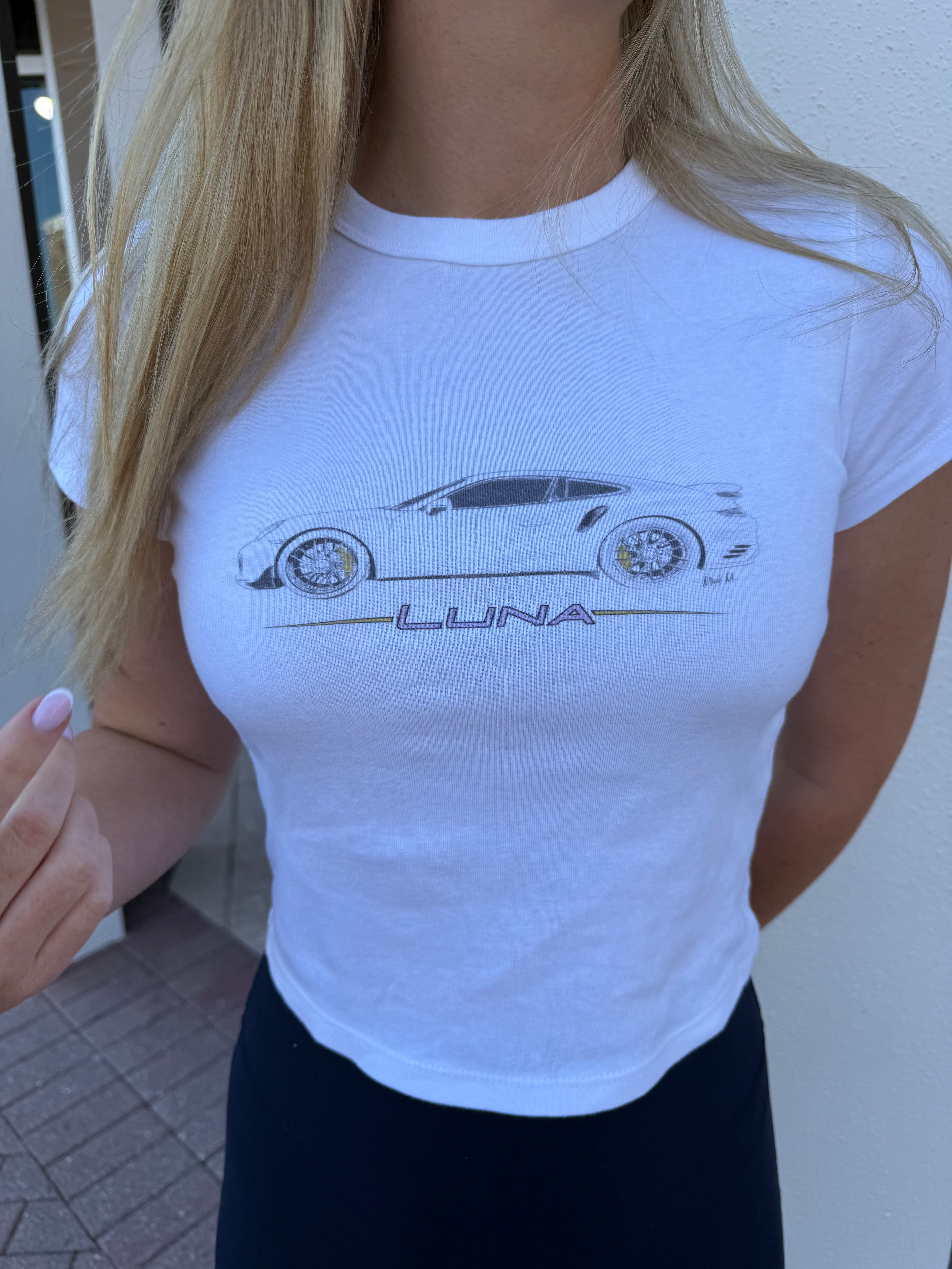 Madi's Women's Crop Top Car Shirt