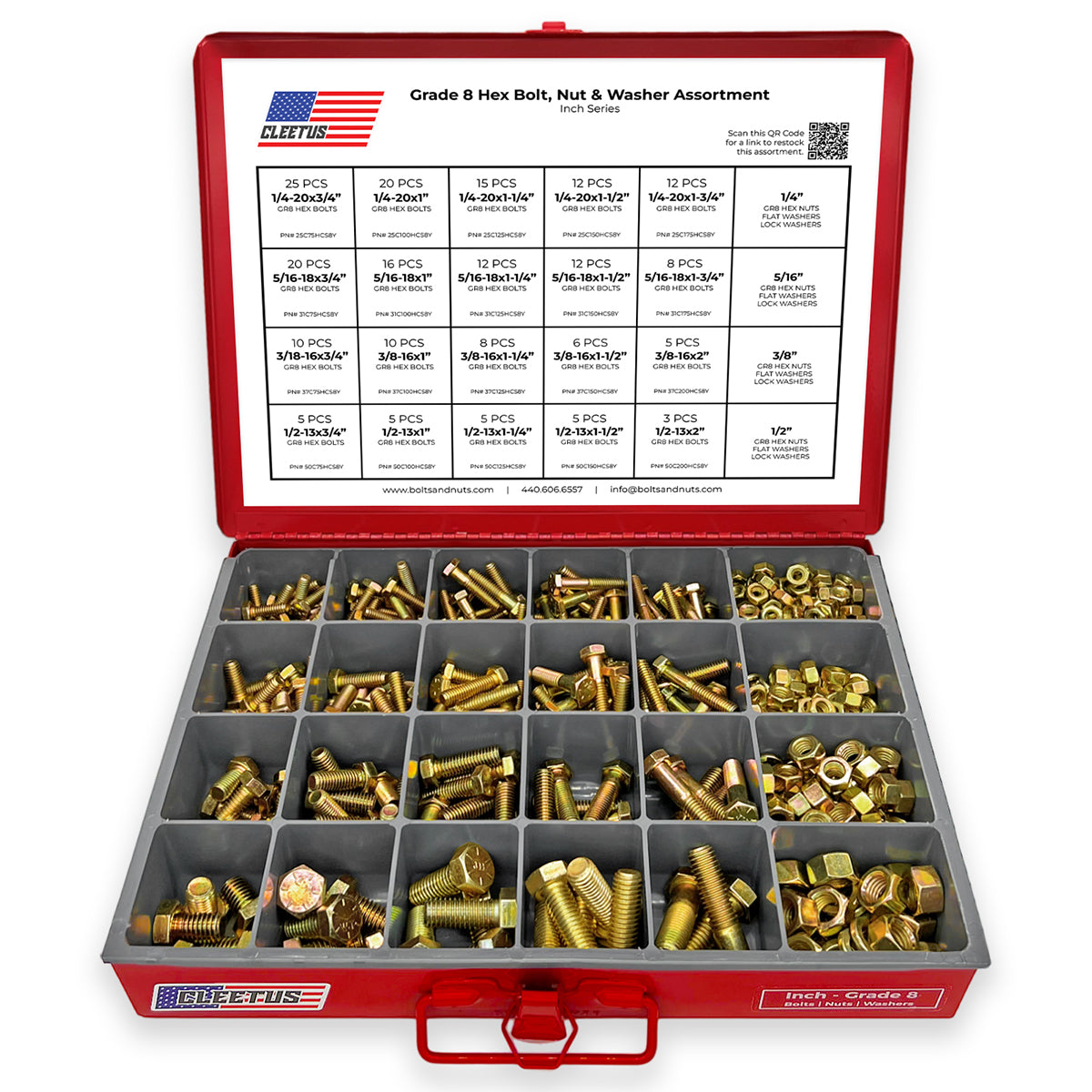 Inch Hex Bolt, Nut & Washer Assortment - 600 Piece