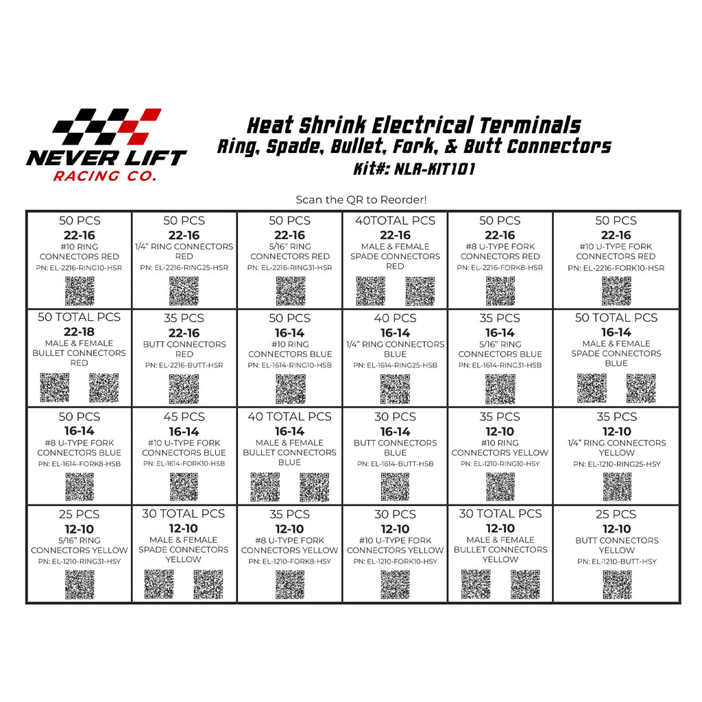 Zack's Heat Shrink Terminal Connector Never Lift Assortment - 961 Piece