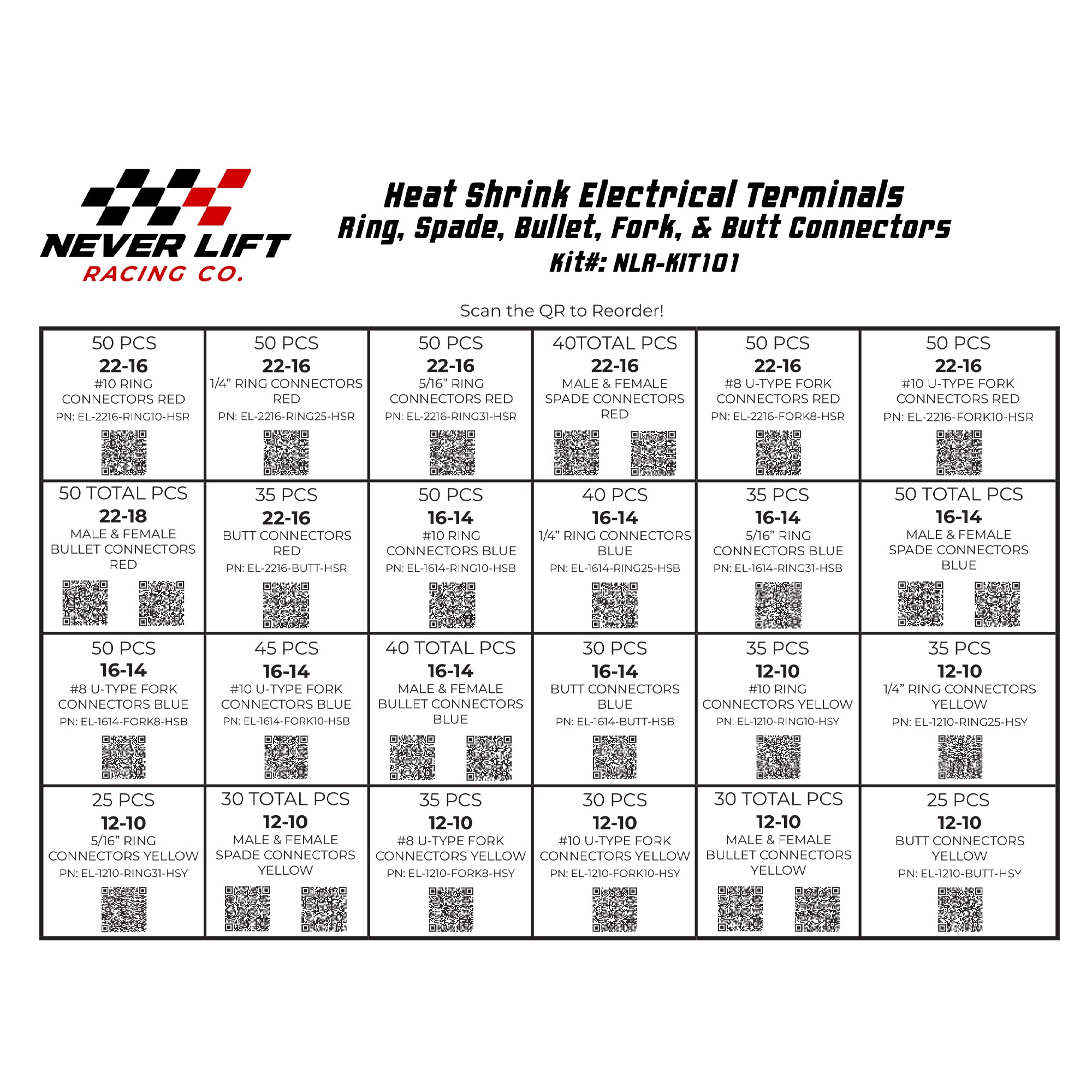 Zack's Heat Shrink Terminal Connector Never Lift Assortment - 961 Piece