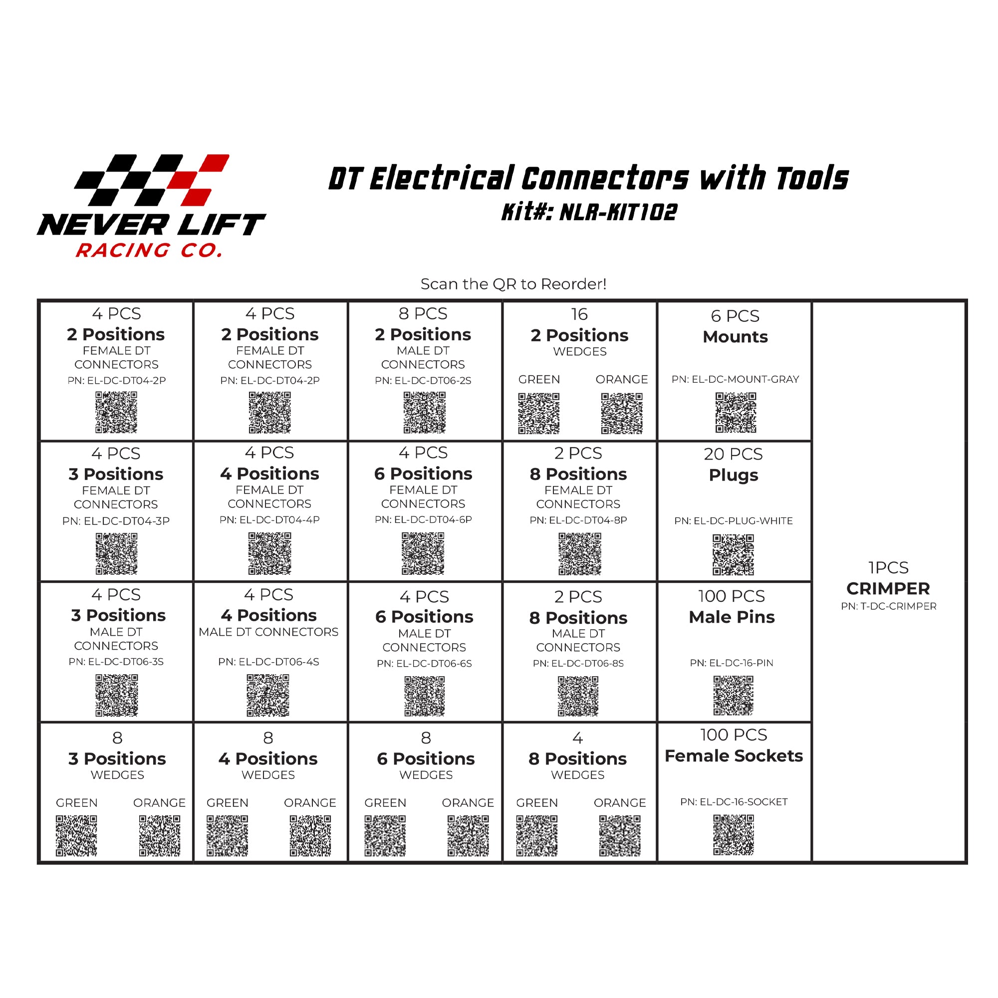 DT Pin Electrical Wire Connector Never Lift Assortment - 316 Piece
