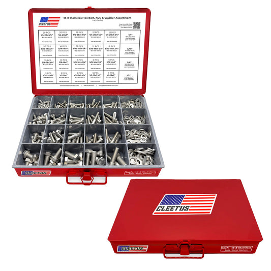 Inch Stainless Hex Bolt, Nut & Washer Assortment - 600 Piece