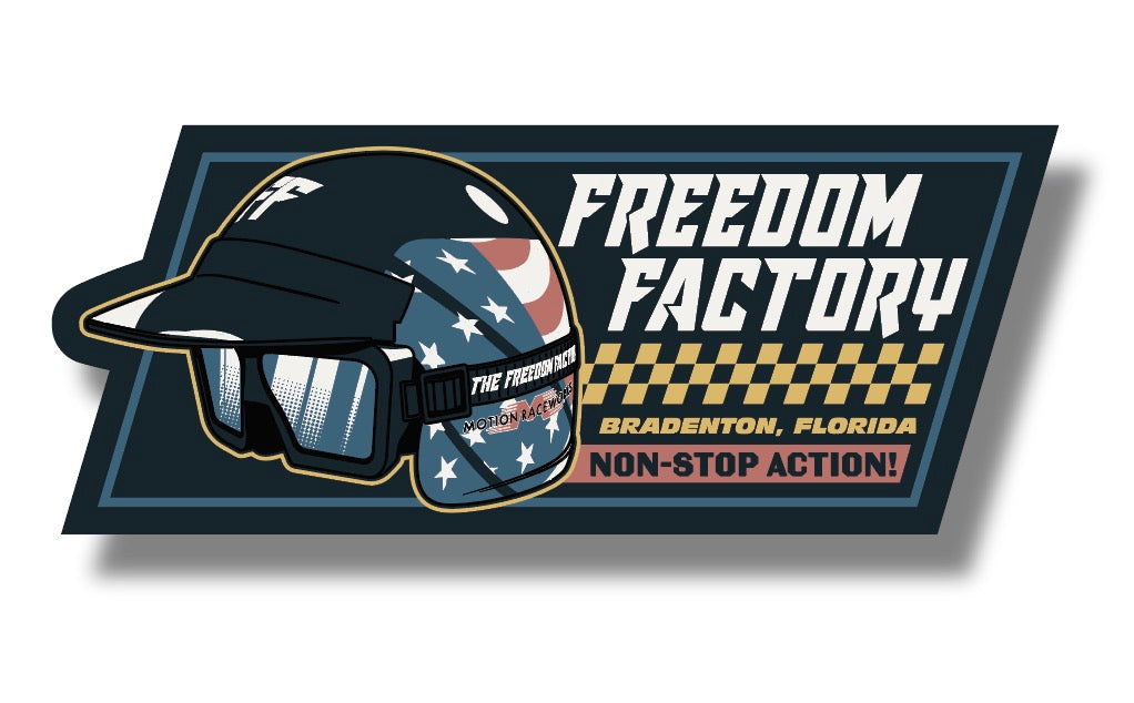 Freedom Factory Helmet Sticker – Cleetus Mcfarland