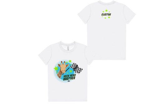 Cleetus McFarland Boy’s T Shirt Giraffe Design Heck Yeah Brother
