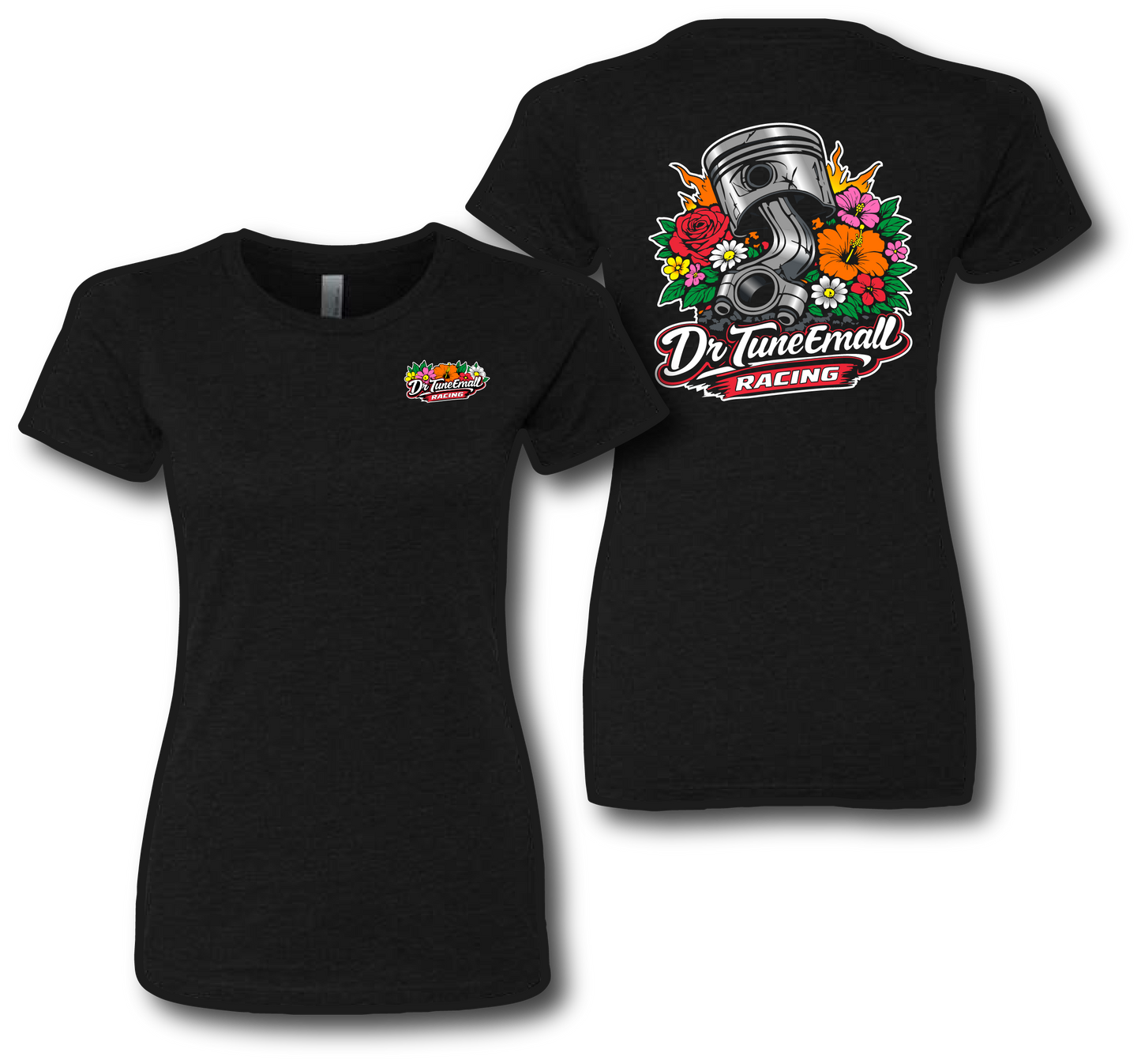 Dr TuneEmAll's Piston & Petals Women's Racing Shirt