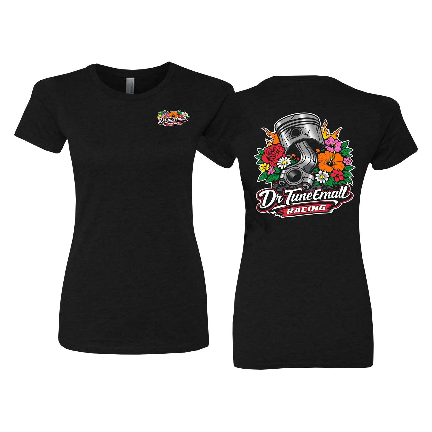 Dr. TuneEmAll's Piston & Petals Women's Racing Shirt