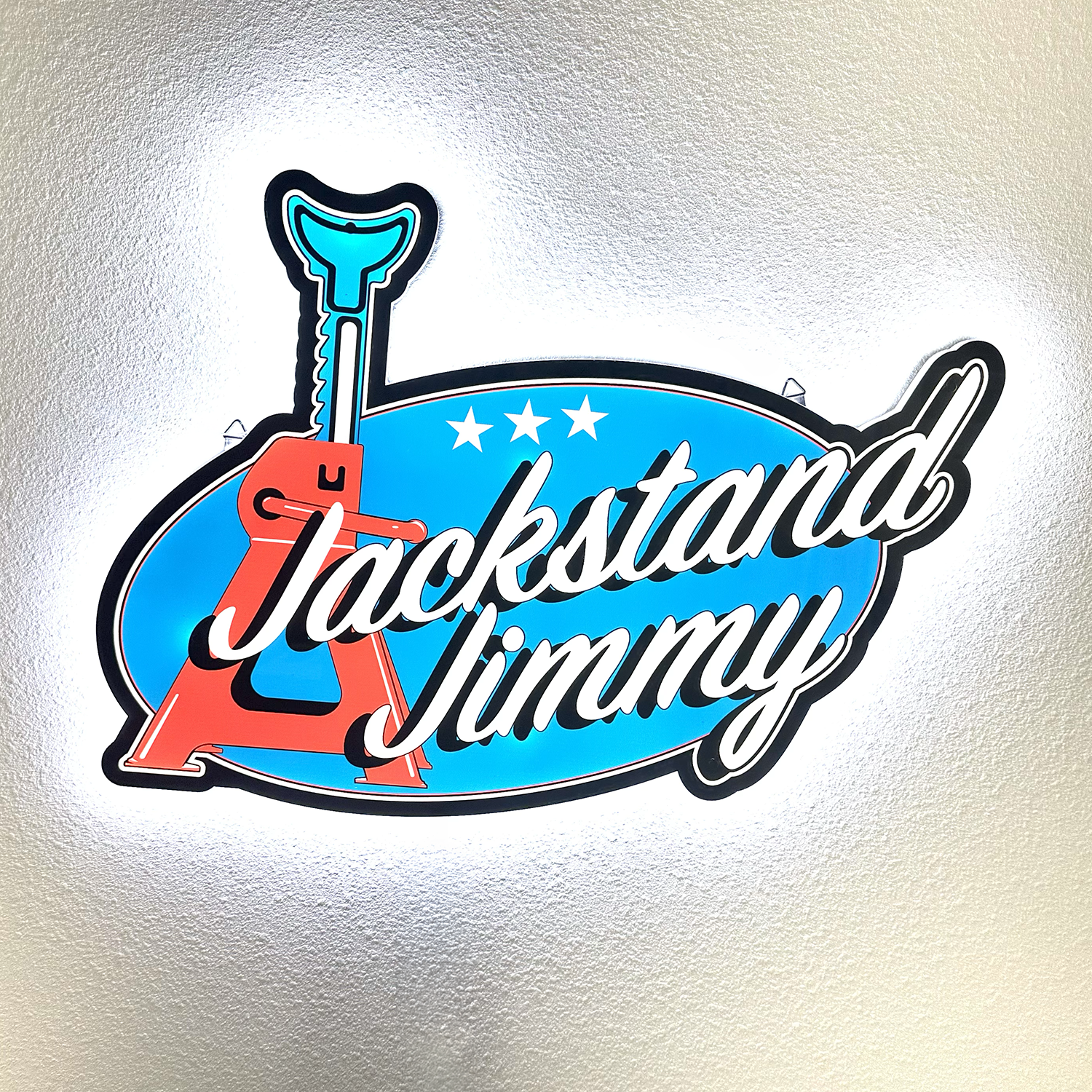 Jackstand Jimmy Backlit Garage Sign