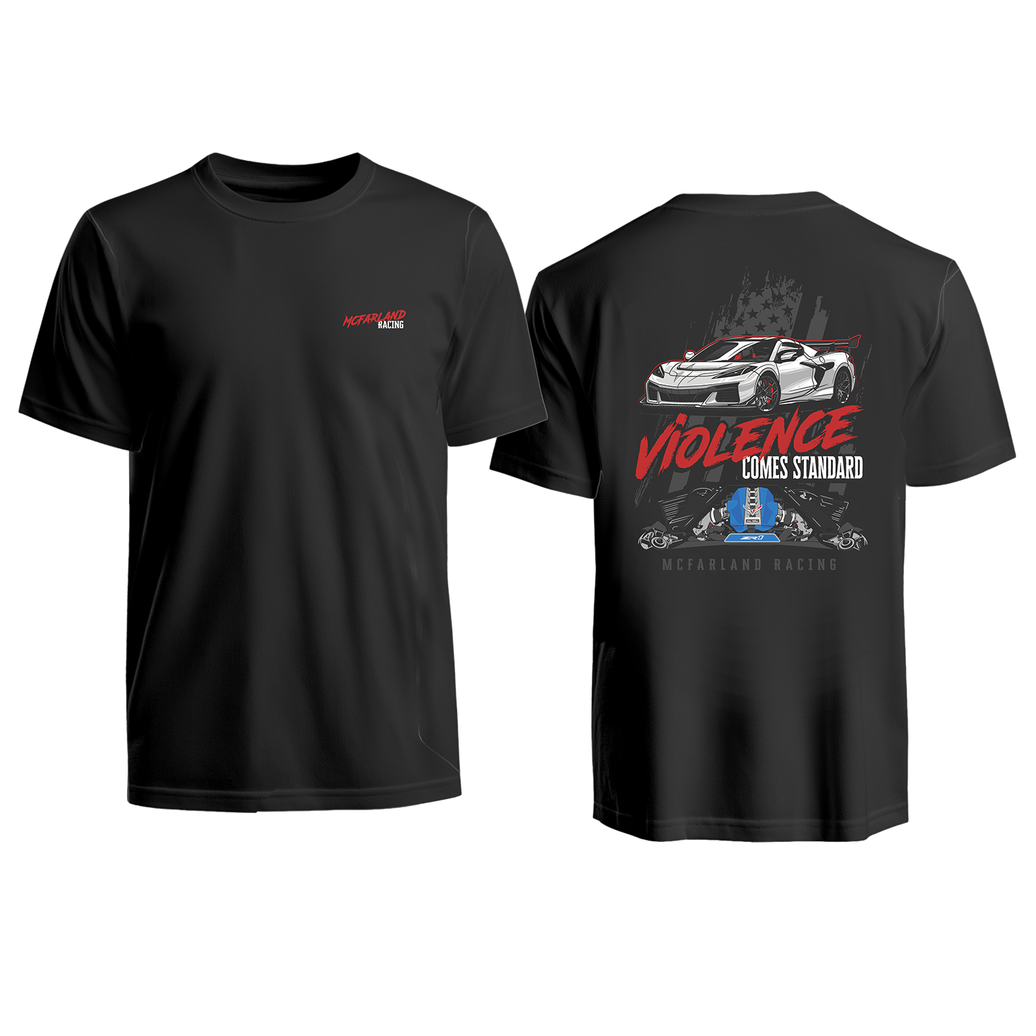 Cleetus Violence Comes Standard Corvette Shirt